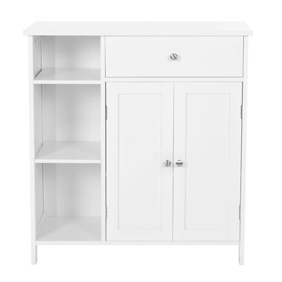 Armoire de rangement avec tiroir, 3 compartiments ouverts, tablettes réglables