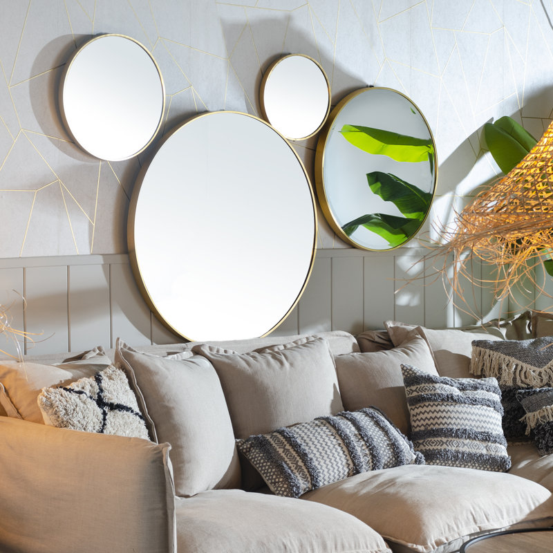 Lillianna Metal Flat Wall Mirror, Gold, 80cm H x 80cm W