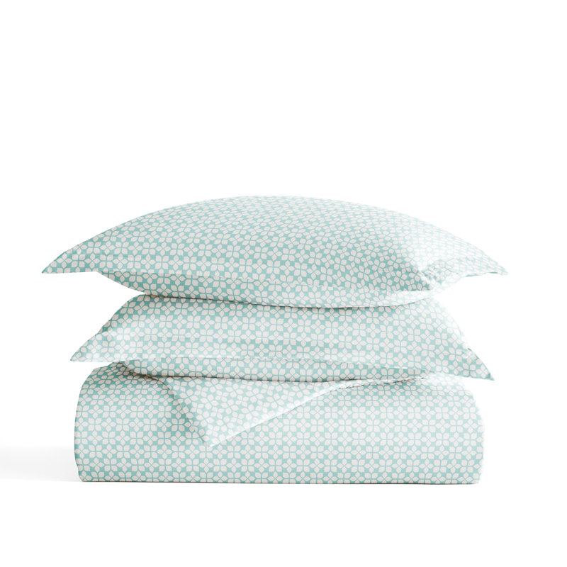 Aqua Blue Microfiber Full/Queen Duvet Cover Set with Pillow Shams