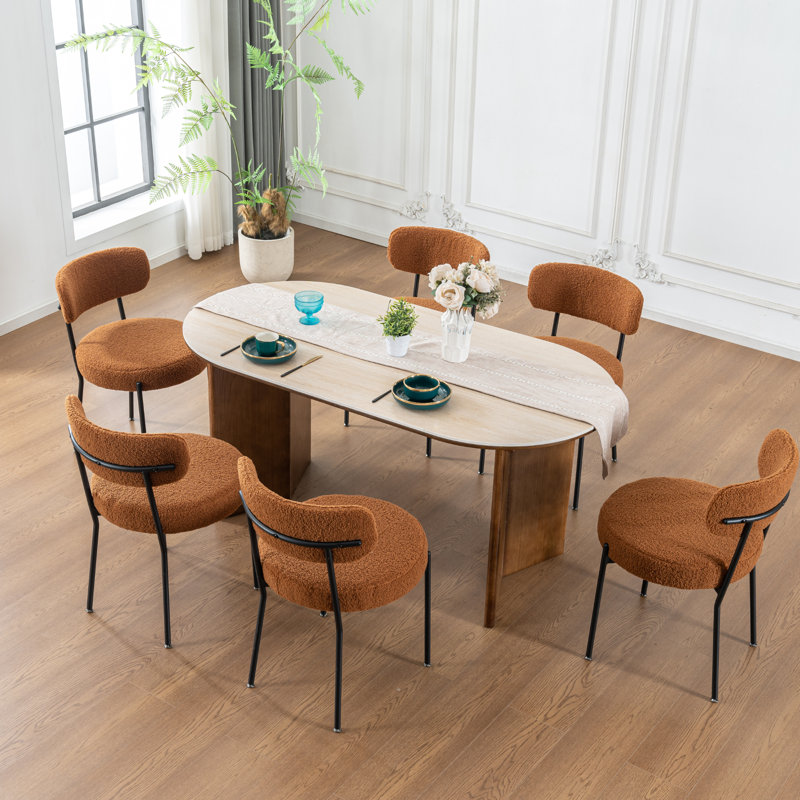 Chaises de salle à manger rembourrées Boucle, Brun