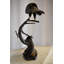 Statue de faucon observateur en bronze Alfredrick 17 po x 19 po x H 32 po