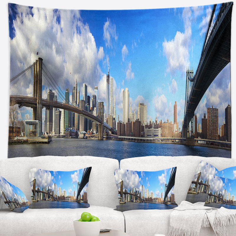 Tapisserie panoramique du paysage urbain de Manhattan, H 32 po x l 39 po