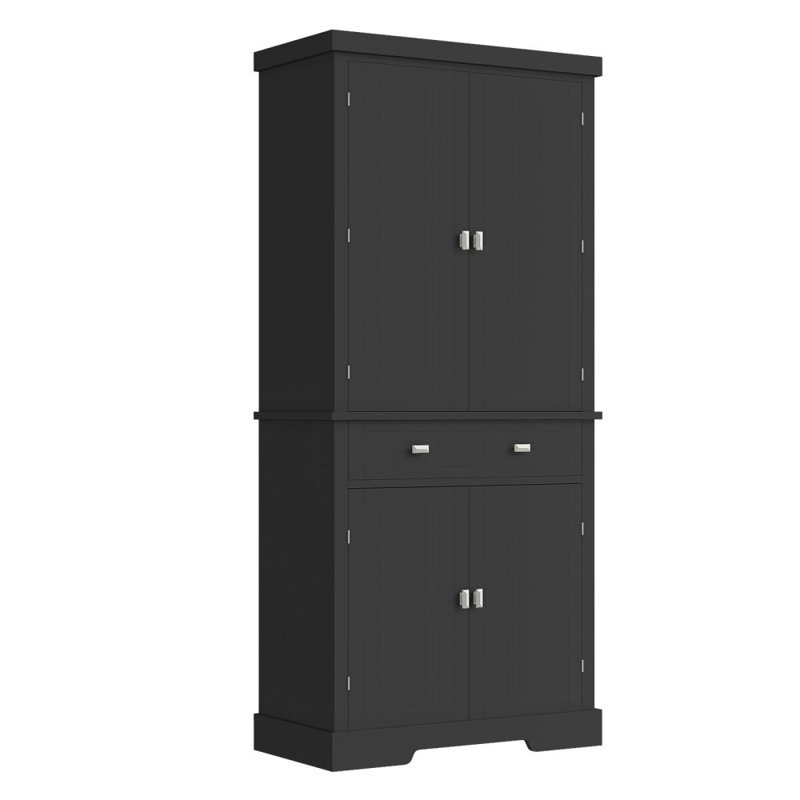 Armoire de cuisine 72 po, armoire de rangement haute avec 4 portes et 1 tiroir, armoire avec 6 tablettes suspendues et tablettes réglables pour la cuisine, la salle à manger et le salon