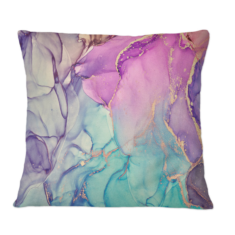 Coussin décoratif imprimé violet et bleu, 18 po x 18 po
