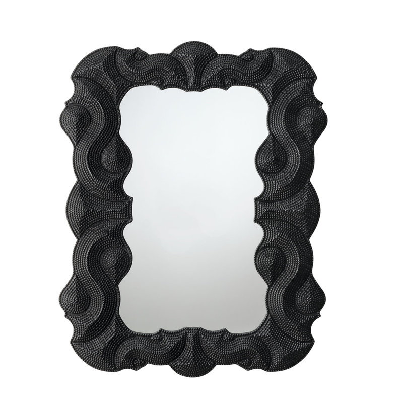 Baroque Resin Wall Mirror, Black