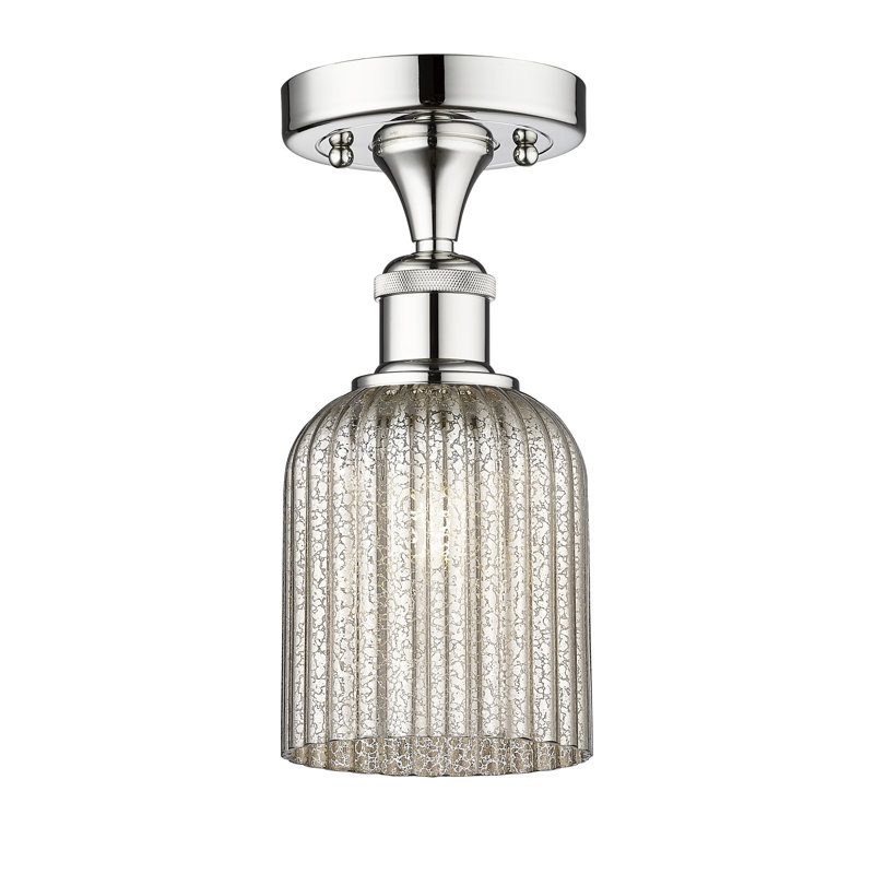 Edison - Adriena - 1 Light 5" Semi-Flush Mount, Polished Chrome, Metallic Gray