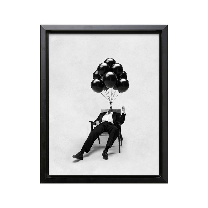 Ballon Gentleman, Black Framed, Canvas, 08"H x 10"W