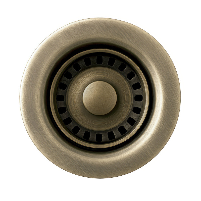 Whitehaus 2" Kitchen Basket Strainer, Antique Brass