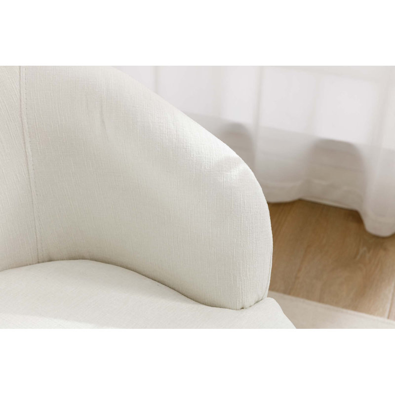 Genece Upholstered Swivel Accent Chair, Ivory Wool