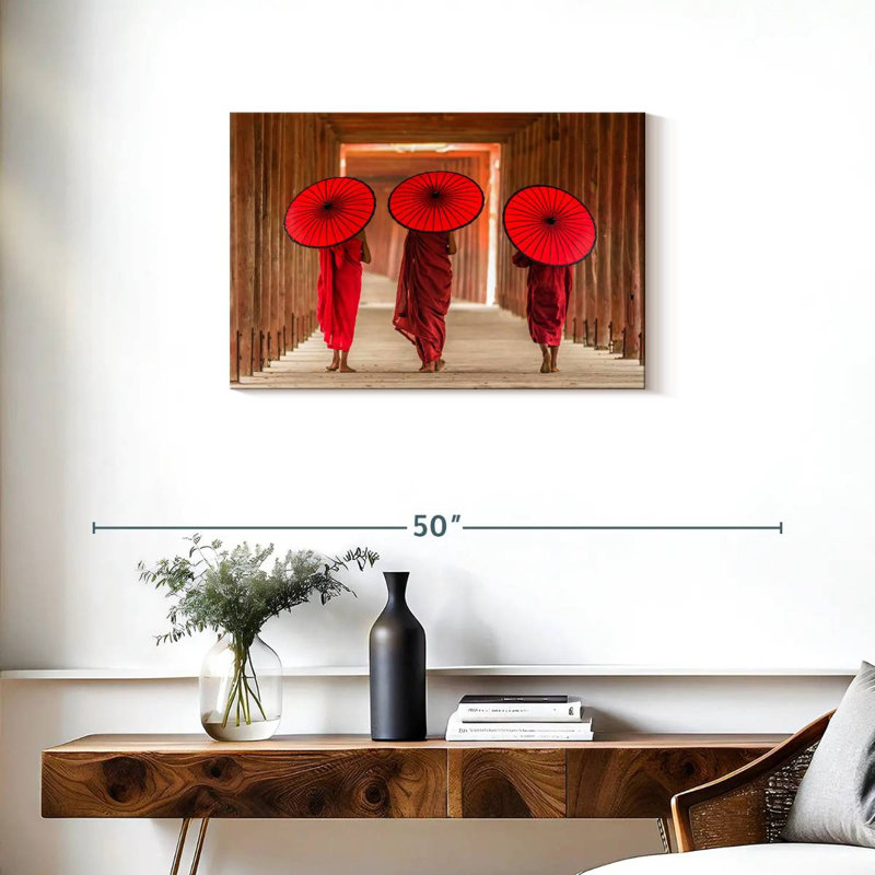 Adella Three Buddhist Monks, 20" H x 30" W