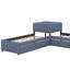 Lit plateforme tapissier simple avec lit gigogne, tiroirs et bureau