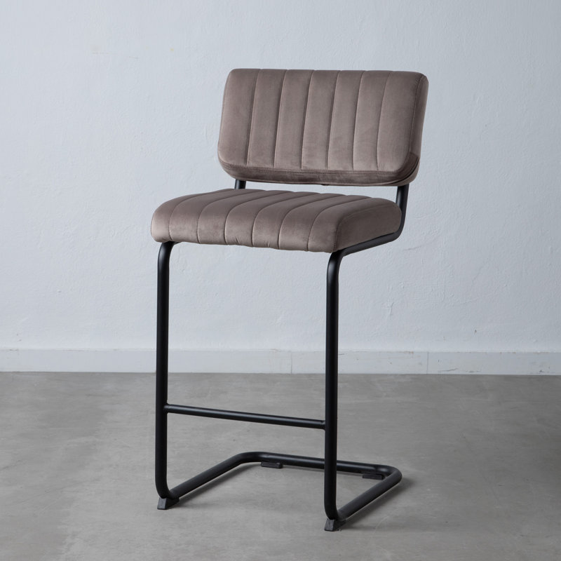 Lewter Upholstered Counter Stool with Metal Frame, Grey