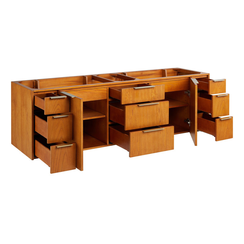 72" Dita Double Bathroom Vanity - Cabinet Only, Medium Wood