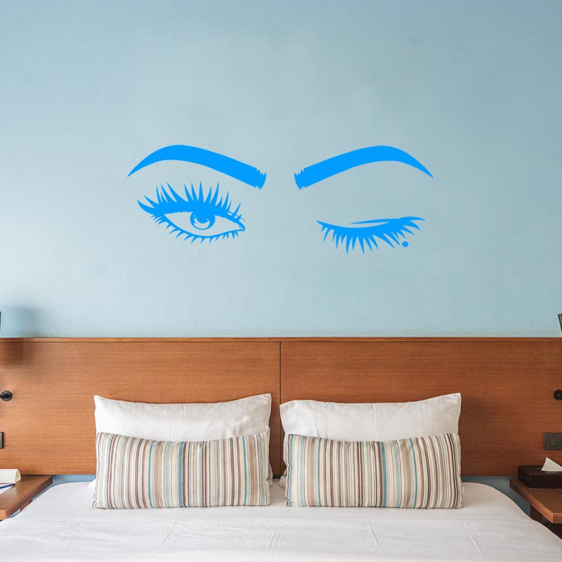 Adhésif décoratif yeux clin d'œil, H 19 po x l 50 po, Bleu ciel