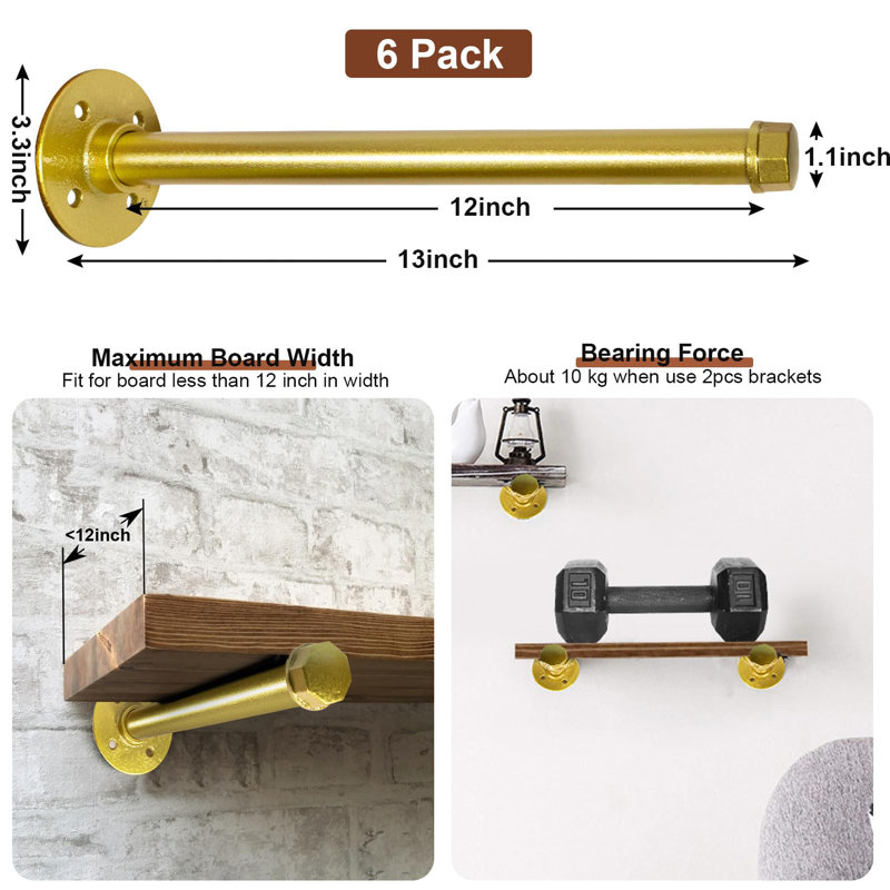 25.4cm Wall Mounted Clothes Rack, Gold
