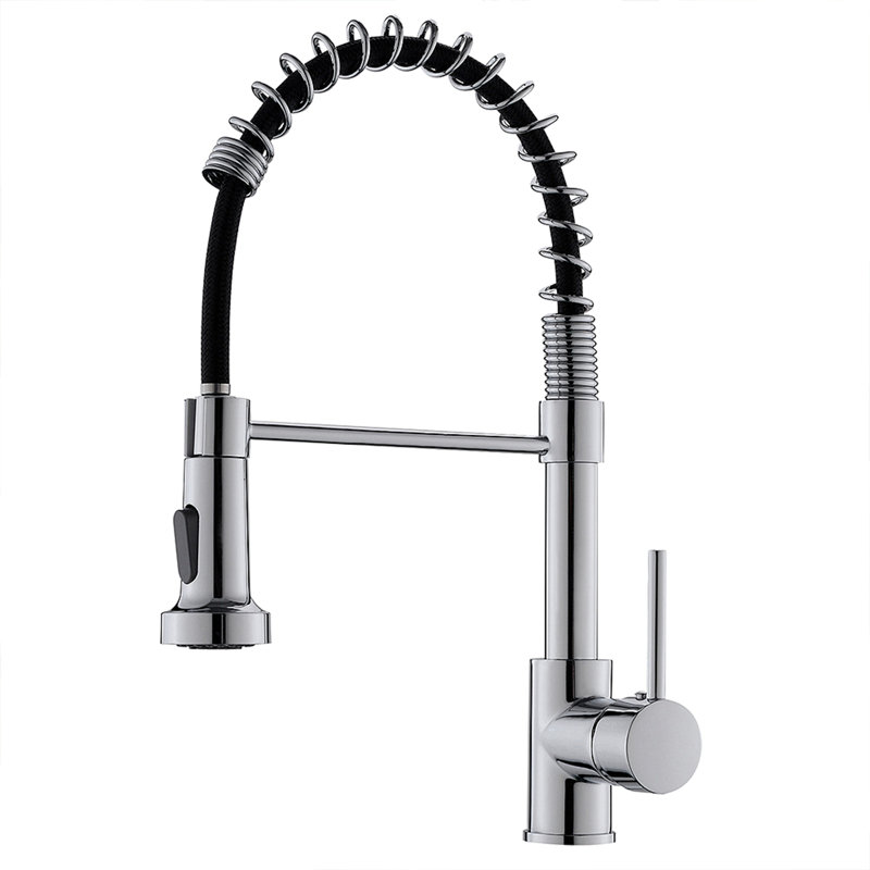 Robinet de cuisine commercial avec pulvérisateur rétractable, robinet d'évier de cuisine à poignée simple