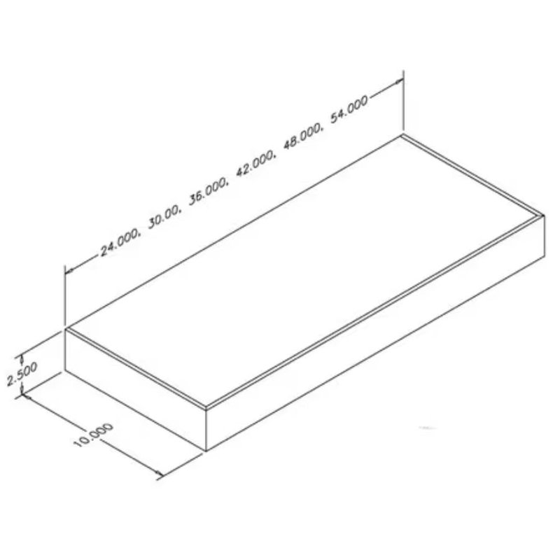 Tablette flottante Losurdo, H 2,5 po x l 24 po x P 10 po, Calibre de peinture