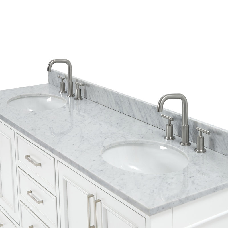 Meuble-lavabo double 72 po avec plateau Abita, Blanc