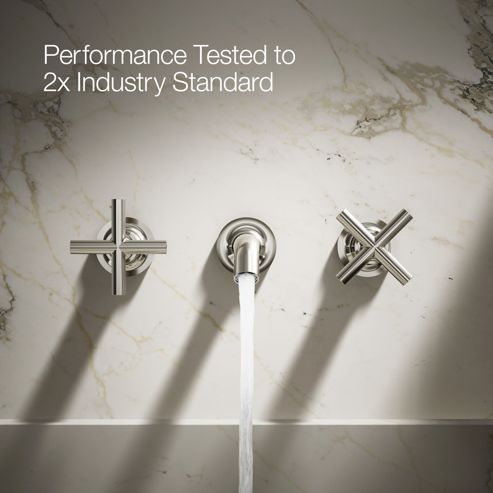 Purist Wall-Mounted Bathroom Faucet, Vibrant Polished Nickel, Cross Handle