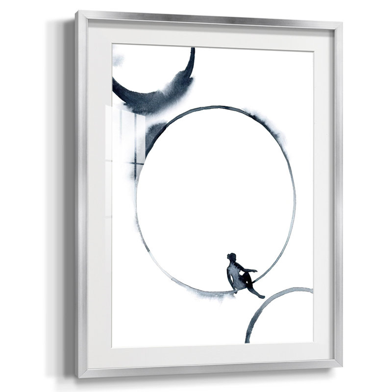 «Woman In The Moon I», reproduction encadrée, Blanc, Papier avec cadre argenté