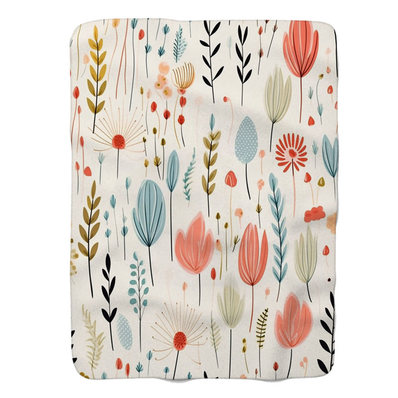 Boho Botanics - Couverture sherpa de qualité supérieure 1 pièce, Lit simple