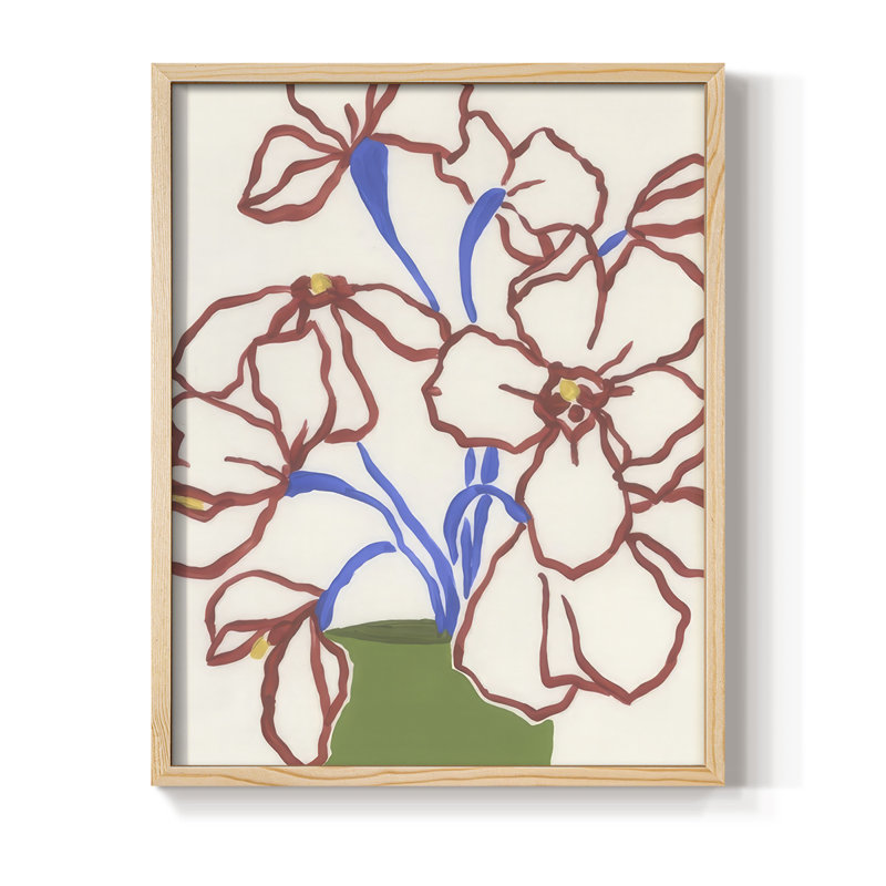 «Petal Perimeter I», reproduction encadrée - bois massif, Naturel, H 15 po x l 12 po