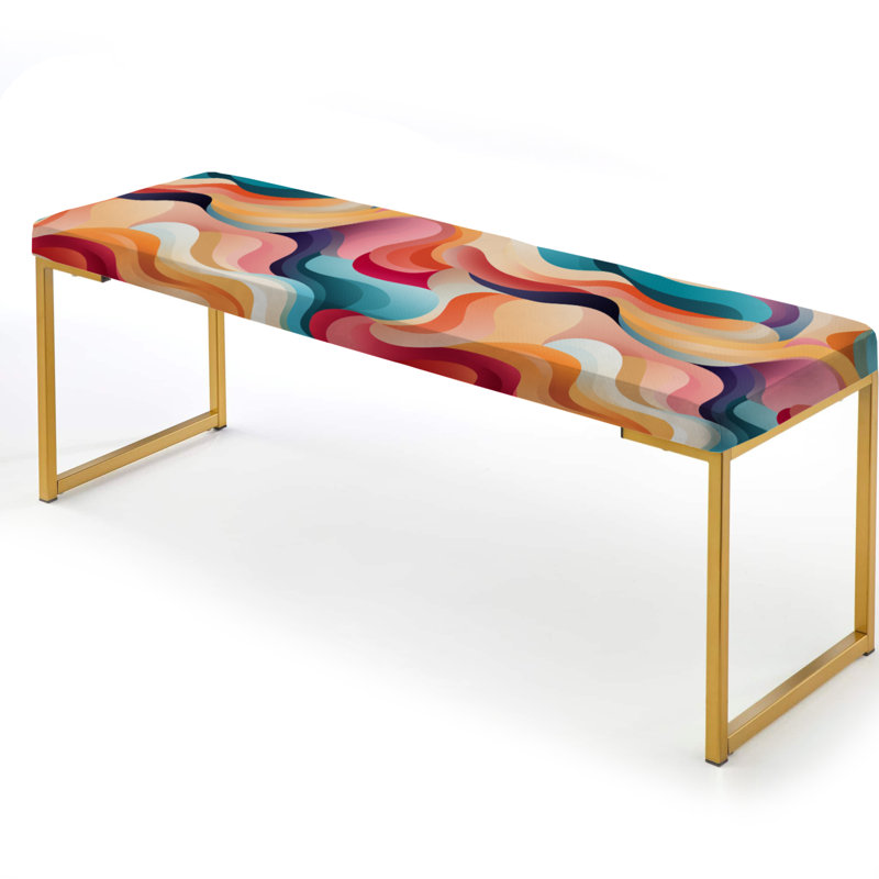 Banc rembourré éclectique doré, Multi Colour Abstract
