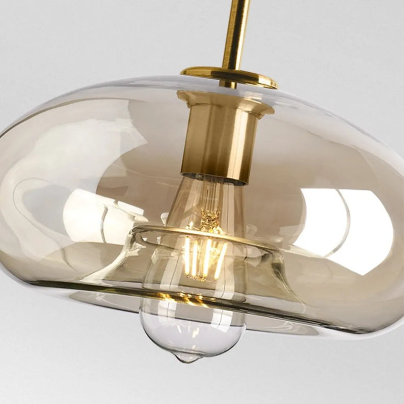 Tomato-Shaped Tan Glass Pendant Lamp