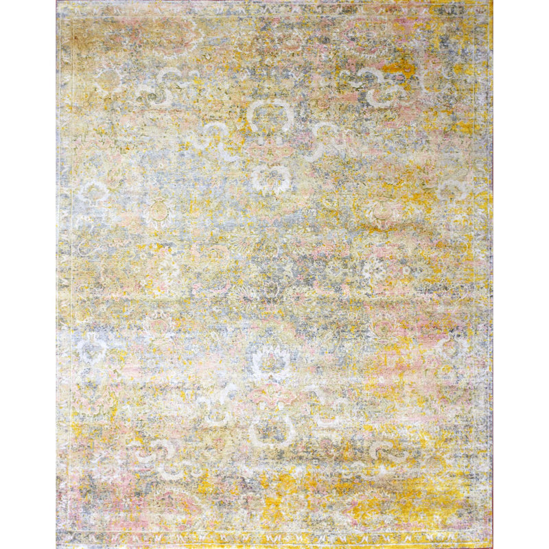 Abstract Area Rug in Gold And Multi, Rectangle 12' x 15'