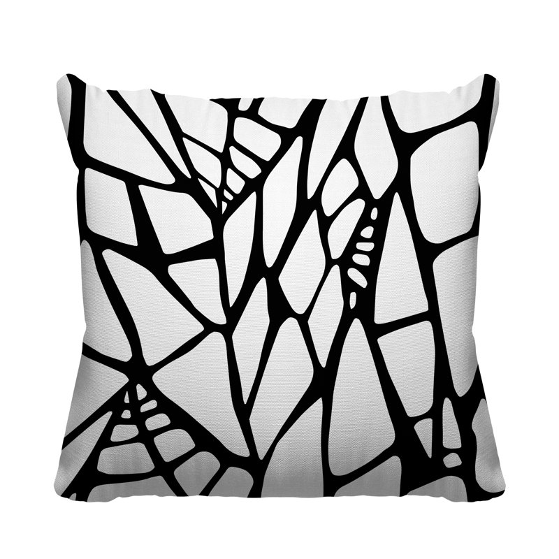 Coussin décoratif intérieur / extérieur à motif géométrique abstrait Claiborn, L 17 po x H 17 po, Noir