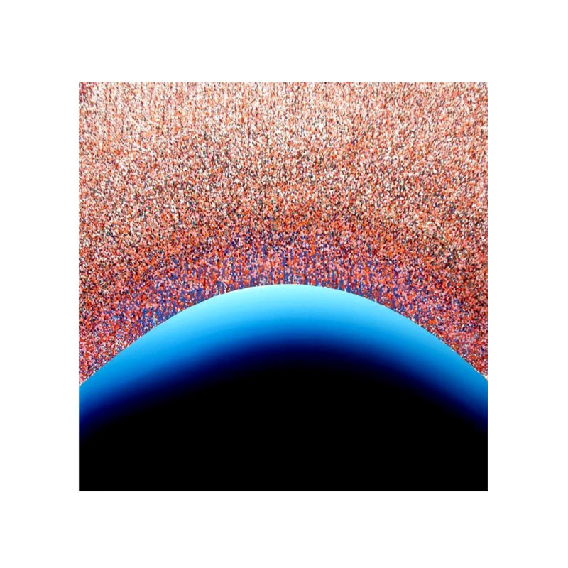 Earth Horizon Acrylic Painting by Ghanshyam Gupta – 48" x 48" Abstract Landscape Canvas Art with Earth Tones and Cosmic Motifs for Modern Home Decor