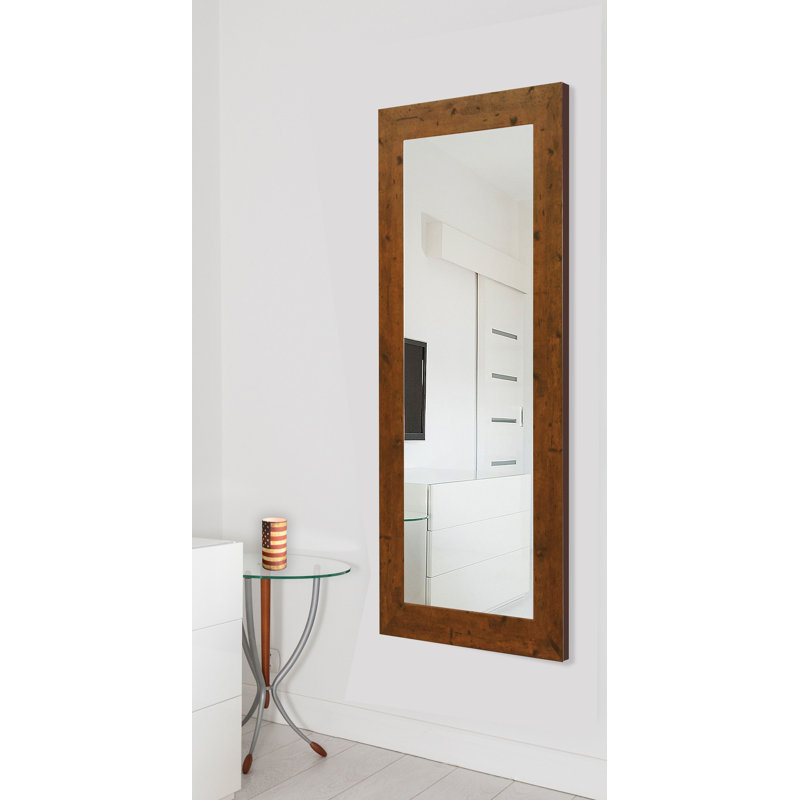 Aquinas Engineered Wood Flat Wall Mirror, 26" H x 64" W, Light Walnut