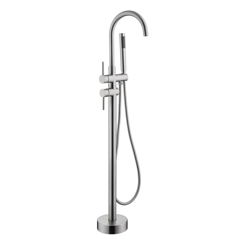 2 Handle Floor Clawfoot Tub Faucet, Brushed Nickel