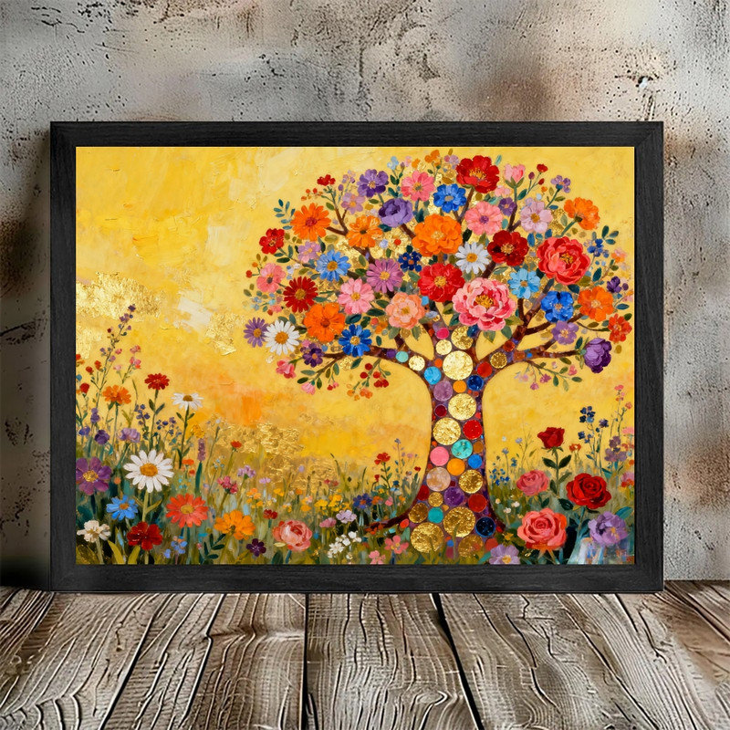 «Black», art floral inspiré de Gustav Klimt, impression bohémienne, H 9 po x l 11 po