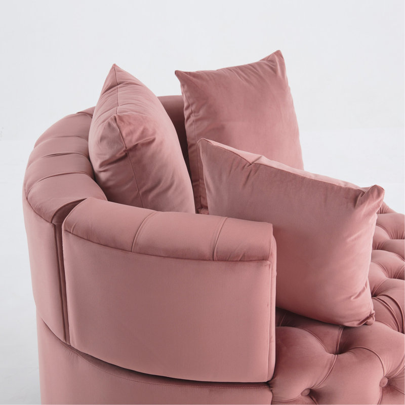 Accent Chair / Classical Barrel Chair For Living Room / Modern Leisure Sofa Chair (Pink), Pink
