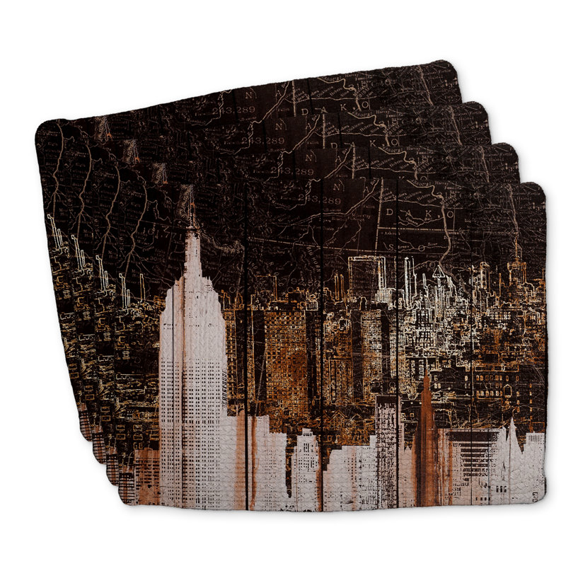 Ensemble de 4 napperons en polyester tressé - Empire City Home Decor
