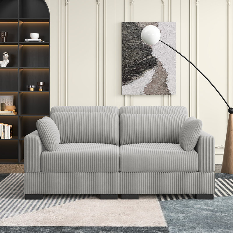 2 Seater Corduroy Loveseat, Grey