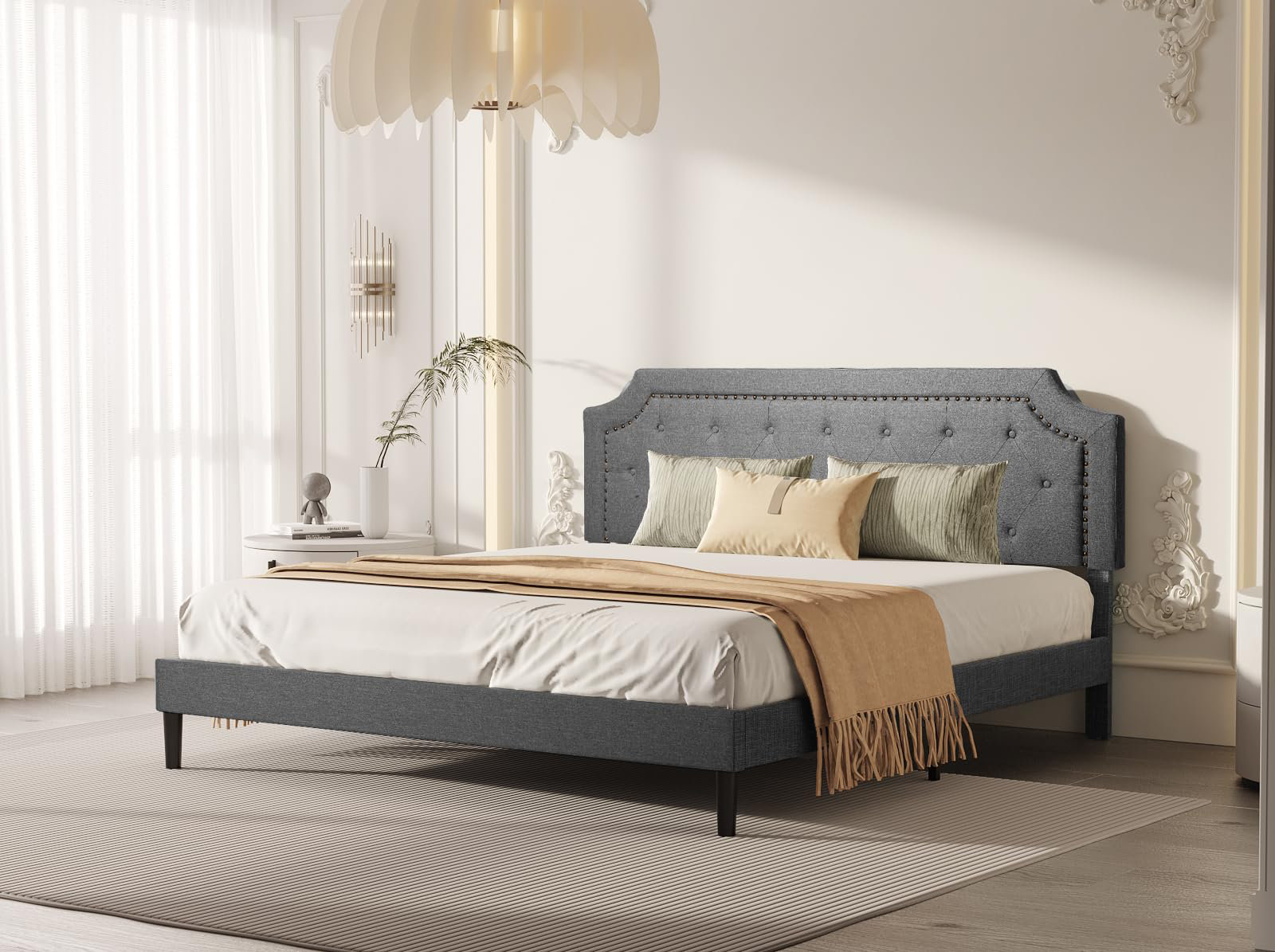 Red Barrel Studio Queen Size Bed Frame Upholstered Low Profile