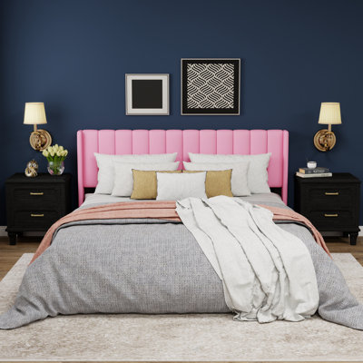 Upholstered Wingback Platform Bed