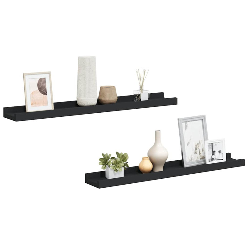 Wall Shelf Floating Shelf Wall Mounted Display Shelf for Photo Frame, Black, 1.2" H x 23.6" W x 3.5" D