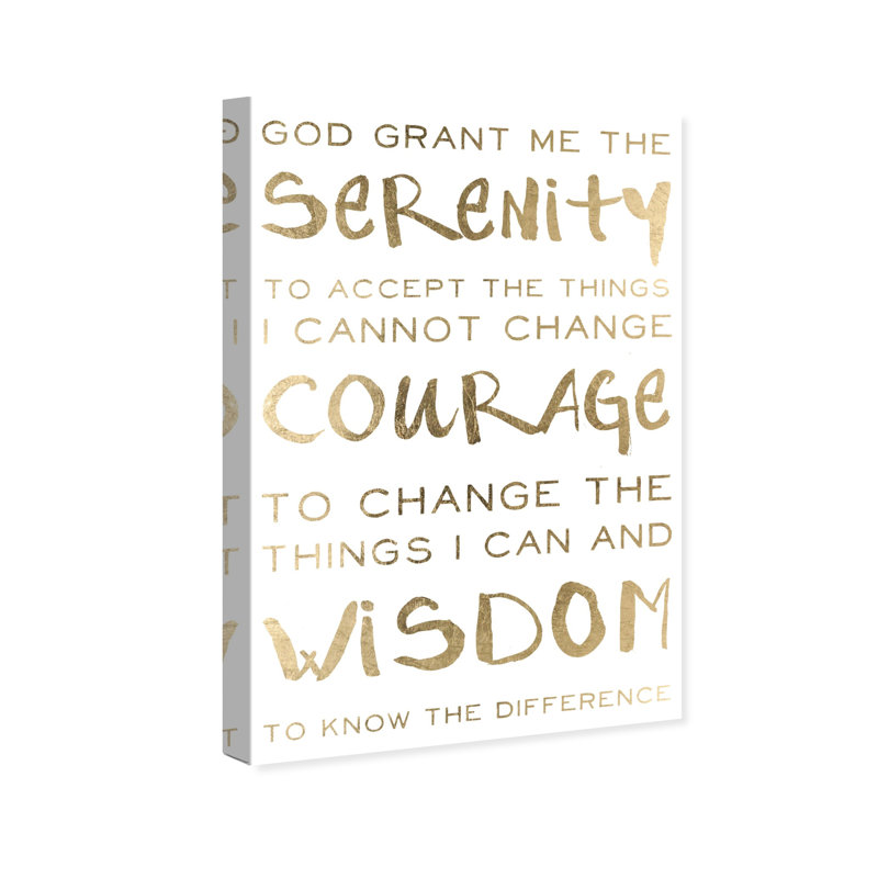 Serenity Prayer and Courage Motivation - Art textuel sur toile, Toile tendue, H 30 po x l 20 po