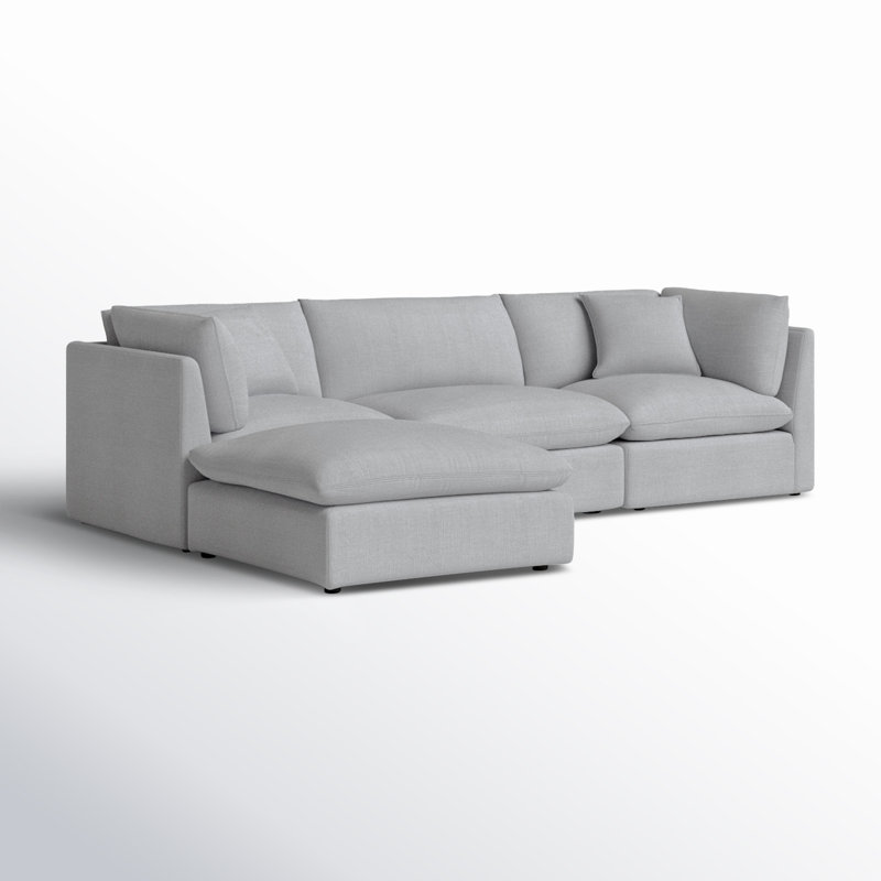 Canapé modulaire rembourré 4 pièces Annabella, Tissage performant gris Effie