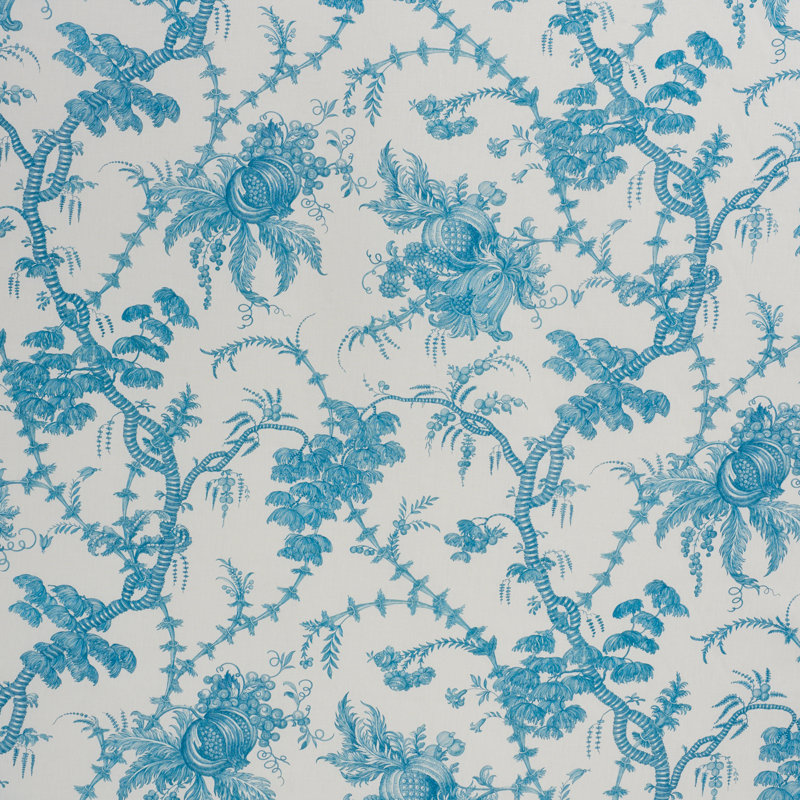 San Cristobal Toile Fabric, Peacock