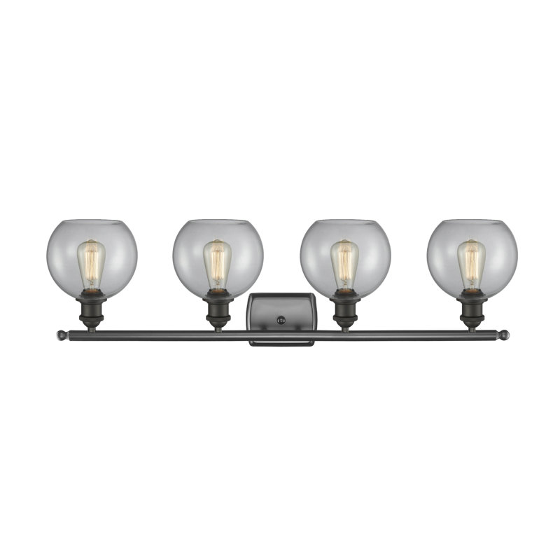 Éclairage pour salle de bain 4 lumières Cindi, DEL, Transparent, Bronze huilé