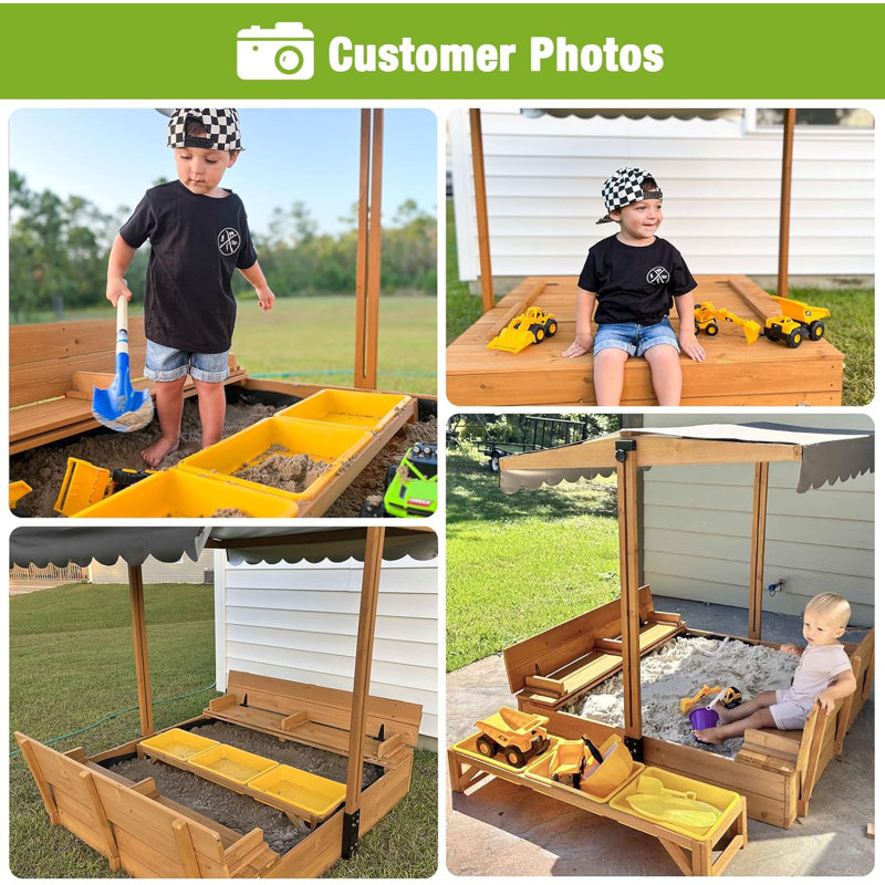 Aivituvin 47.2'' x 51.9'' Square Sandbox with Cover
