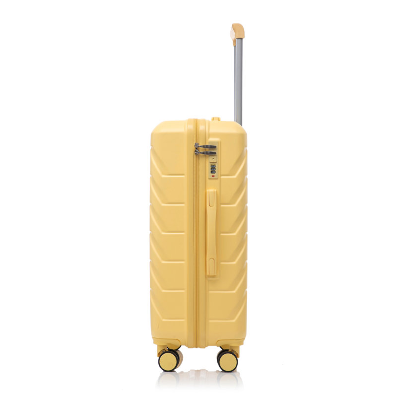 Grand bagage à carreaux en plastique dur 28 pouces ABS - Surface résistante aux égratignures Quatre roues multidirectionnelles, avec serrure à combinaison et crochets latéraux. (Jaune)