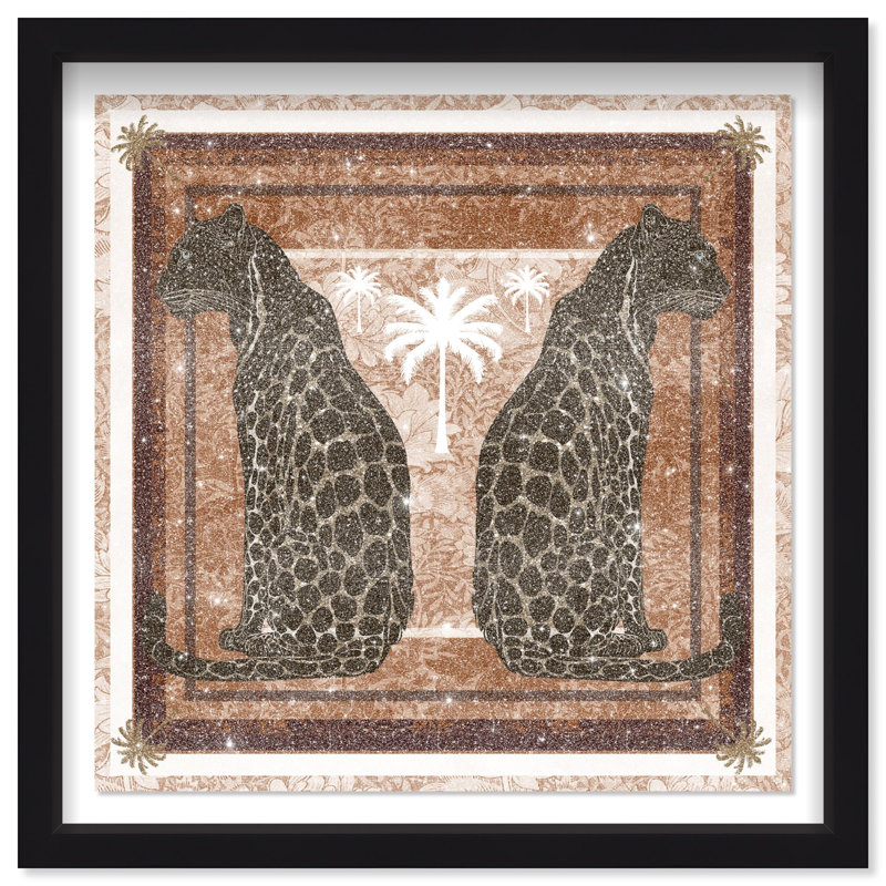 Casablanca Leopardo Print Glam Jungle by Oliver Gal, Black Frame, 12 x 12, 31.5" H x 31.5" W, Cream