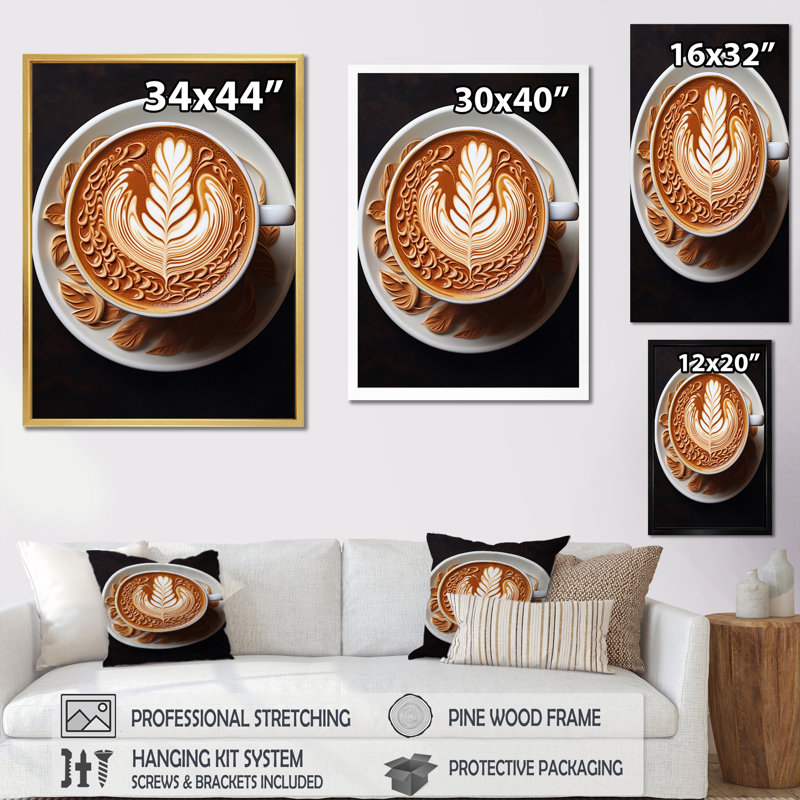 Bloomville Food Baristas Art I, H 44 po x l 34 po x P 1,5 po, Cadre flottant doré