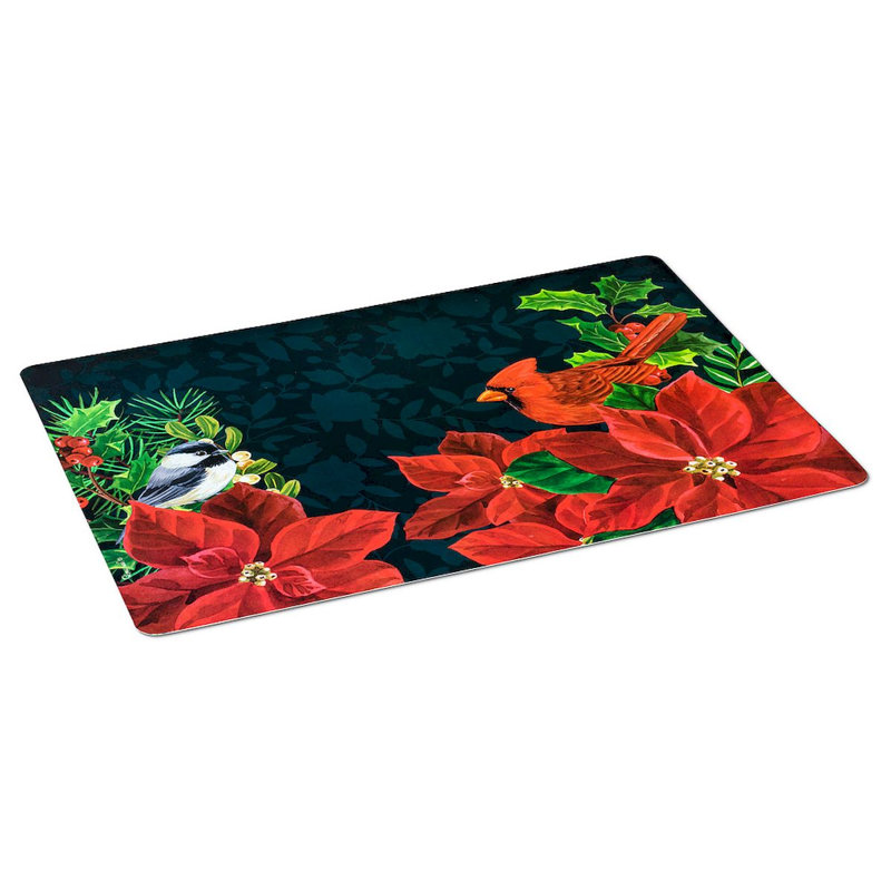 Napperon Deaux Birds In Poinsettia 18 "