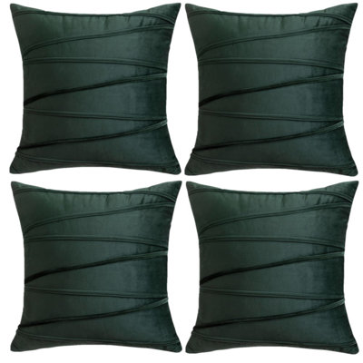 Set Of 4 Throw Velvet Cross Lines Cushion (INSERT INCLUDED)